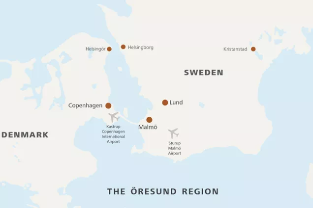Map of Öresund region. Illustration.