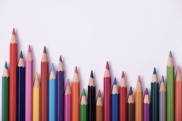 Pencils in different colours. Photo.