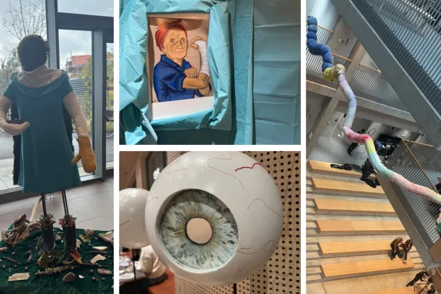 Skulpturer från konstutställning i Forum Medicum. Foton. 